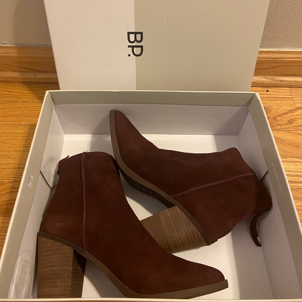 BP Burgundy suede booties NWT